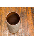 Cream & Speckled Brown Ceramic Vase with Brown Inside