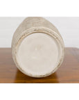 Cream & Speckled Brown Ceramic Vase with Brown Inside