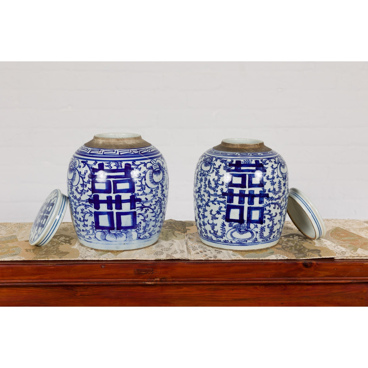 Near Pair of Porcelain Blue and White Ginger Jars-14. Asian & Chinese Furniture, Art, Antiques, Vintage Home Décor for sale at FEA Home