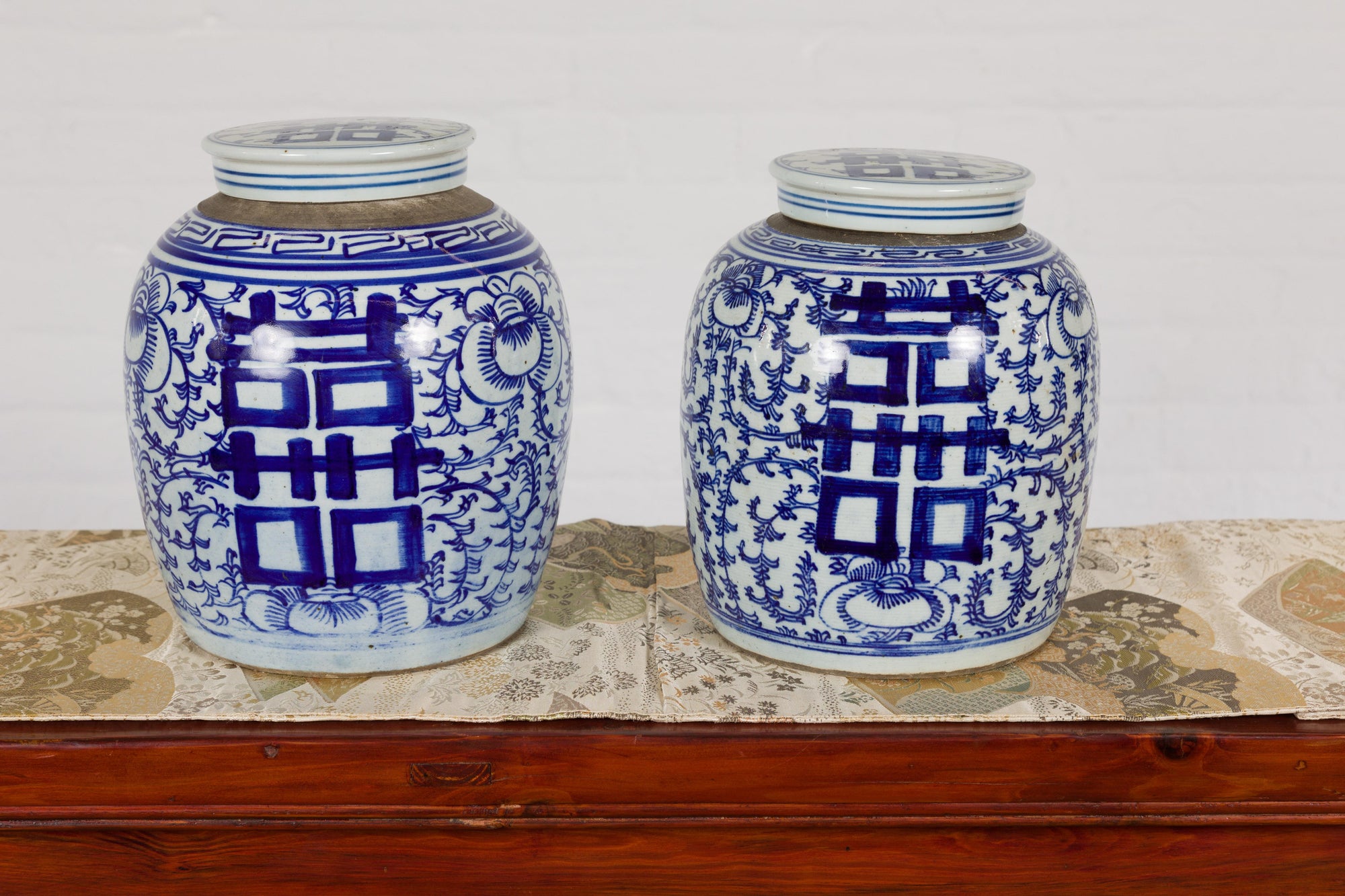 Near Pair of Porcelain Blue and White Ginger Jars-20. Asian & Chinese Furniture, Art, Antiques, Vintage Home Décor for sale at FEA Home