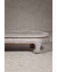 Vintage Low Whitewash Teak Wood Coffee table with Oval Top-9. Asian & Chinese Furniture, Art, Antiques, Vintage Home Décor for sale at FEA Home
