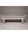 Vintage Low Whitewash Teak Wood Coffee table with Oval Top-3. Asian & Chinese Furniture, Art, Antiques, Vintage Home Décor for sale at FEA Home