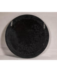 Bone Inlay Black and White Round Mirror with Floral Motifs