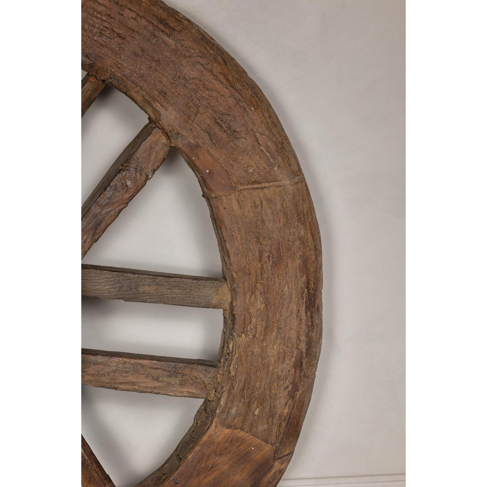Indian 19th Century Wood and Metal Cart Wheel with Rustic Character