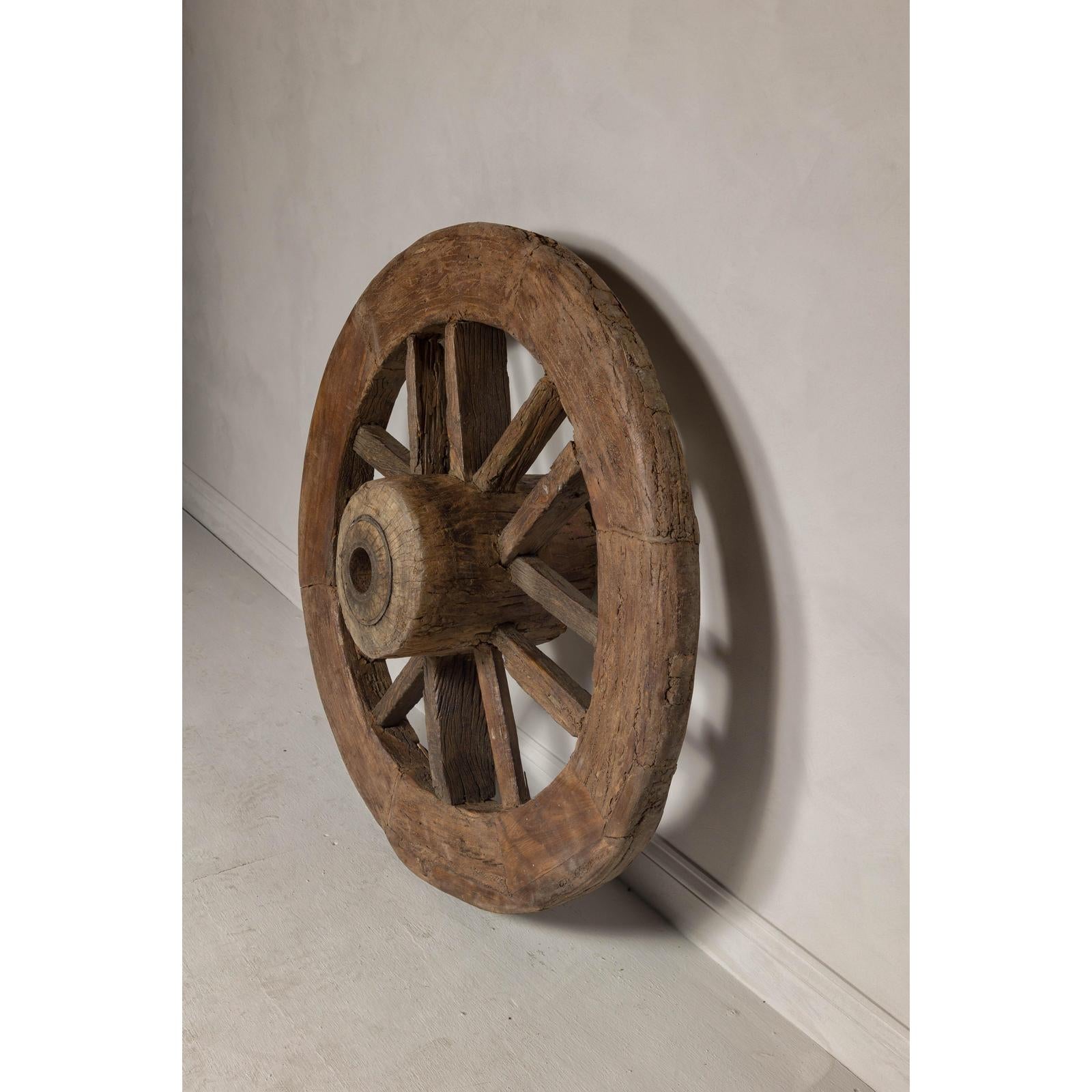 Indian 19th Century Wood and Metal Cart Wheel with Rustic Character