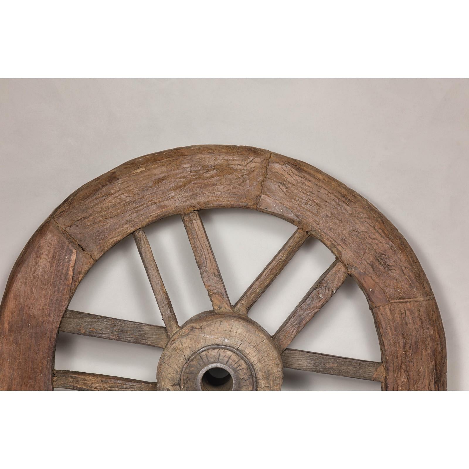 Indian 19th Century Wood and Metal Cart Wheel with Rustic Character
