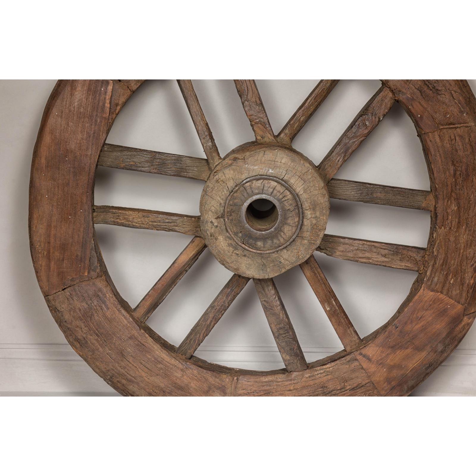 Indian 19th Century Wood and Metal Cart Wheel with Rustic Character