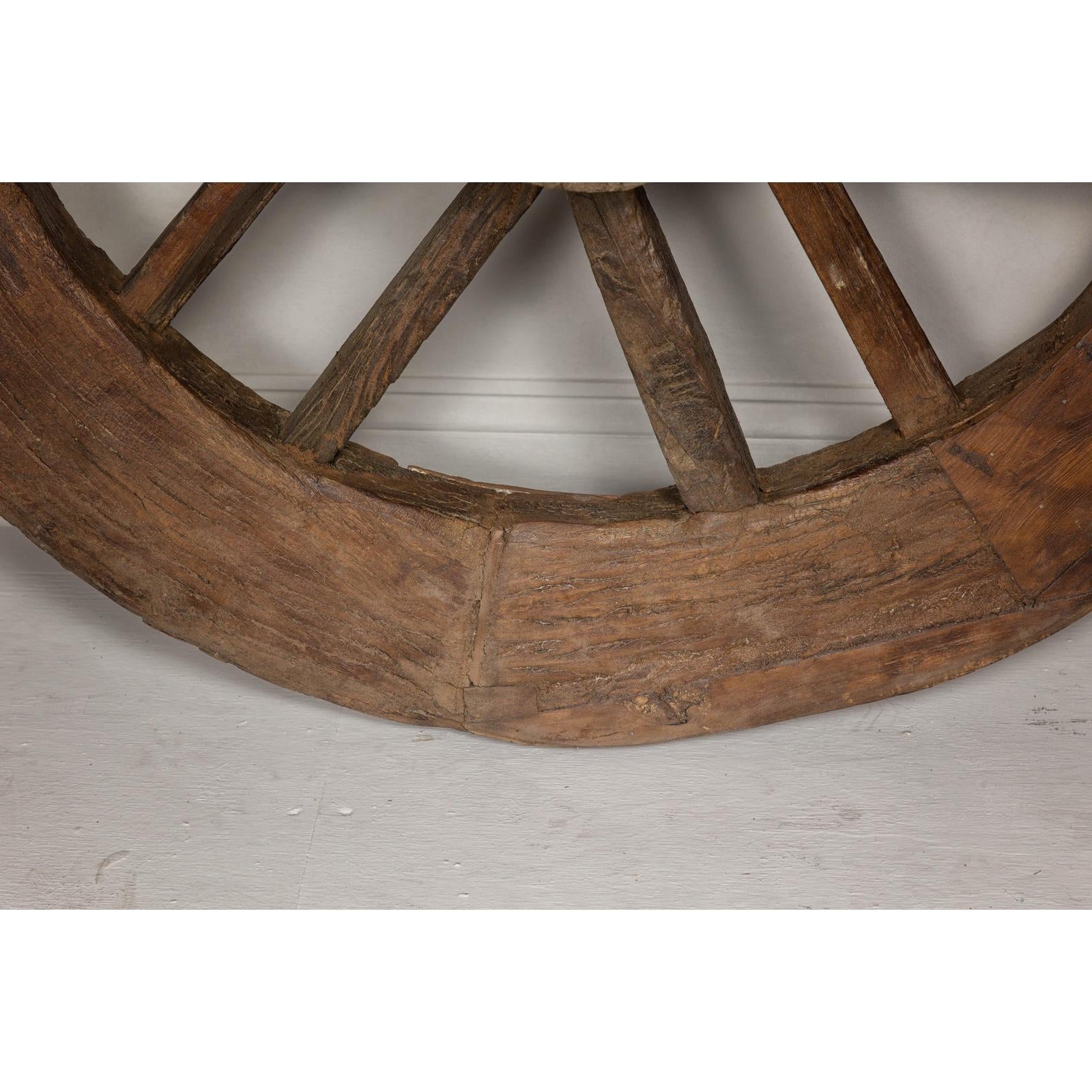 Indian 19th Century Wood and Metal Cart Wheel with Rustic Character