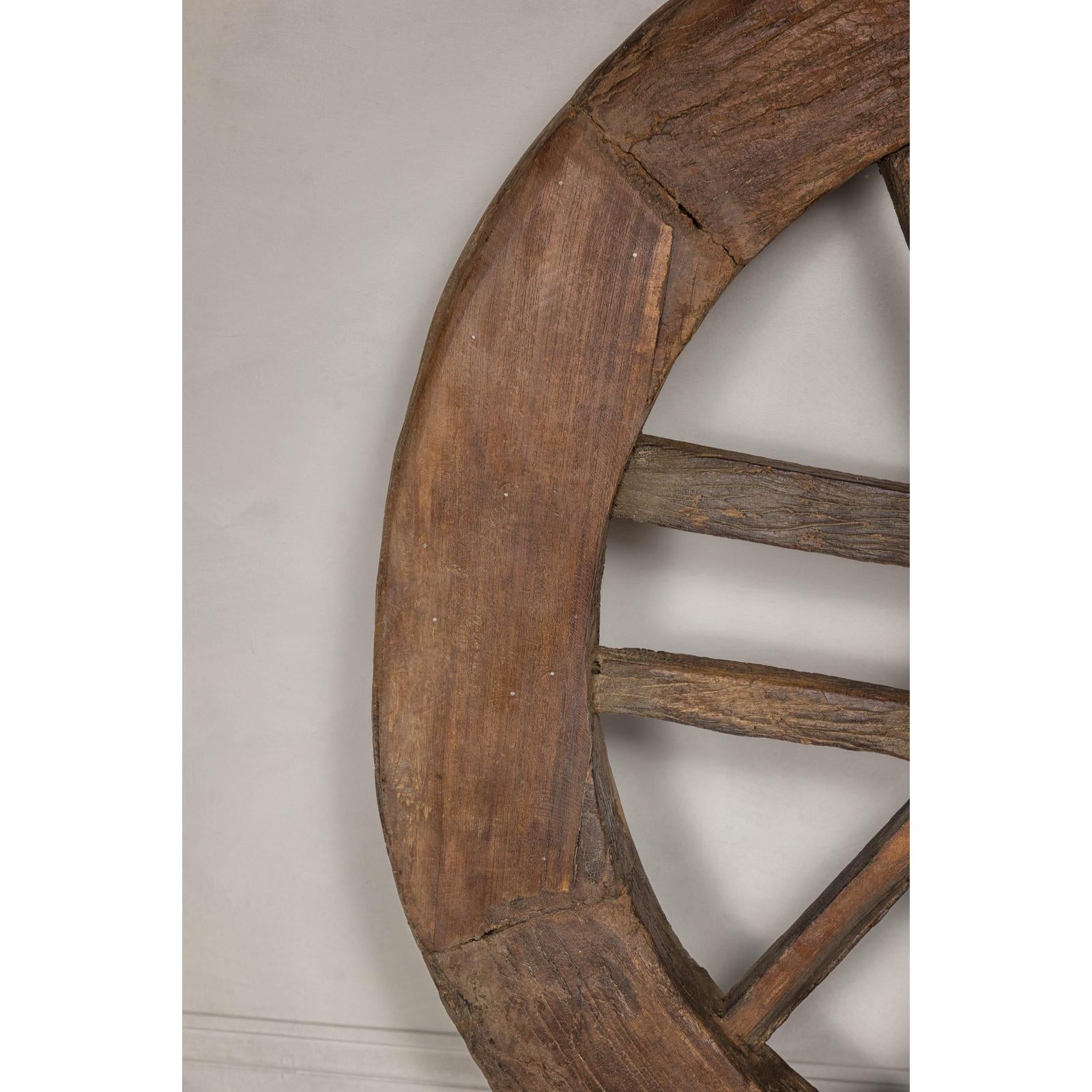 Indian 19th Century Wood and Metal Cart Wheel with Rustic Character