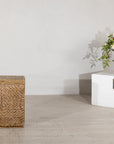Vintage Woven Rattan Storage Basket with Wood Frame and Lid, full gallery view