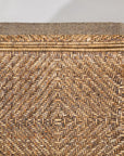 Vintage Woven Rattan Storage Basket with Wood Frame and Lid, construction detail