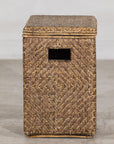 Vintage Woven Rattan Storage Basket with Wood Frame and Lid, additional gallery view 11