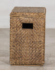 Vintage Woven Rattan Storage Basket with Wood Frame and Lid, additional gallery view 13