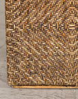 Vintage Woven Rattan Storage Basket with Wood Frame and Lid, additional gallery view 17