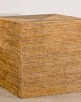 Large Vintage Woven Rattan Storage Box with Removable Lid, base detail