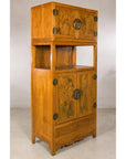 Right angled view of the tall Chinese elm cabinet