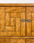 1970s American Drexel Woodbriar Pecan Dry Bar Cabinet, surface detail