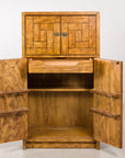 1970s American Drexel Woodbriar Pecan Dry Bar Cabinet, reverse view
