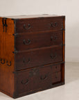 Meiji Japanese Isho-Tansu Chest with Iron Hardware, construction detail