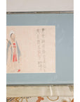 Lower detail of the standing figure print in its silvered frame