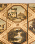 Vintage Chinese Three-Panel Painted Leather Screen, side view
