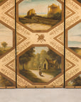 Vintage Chinese Three-Panel Painted Leather Screen, reverse view
