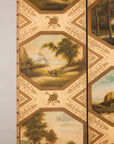 Vintage Chinese Three-Panel Painted Leather Screen, base detail