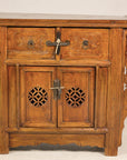 Late-19th-Century Chinese Carved Wood Altar Cabinet, close-up detail