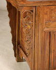 Late-19th-Century Chinese Carved Wood Altar Cabinet, top detail