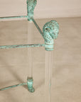 Vintage Empire-Style Bronze and Lucite Console Table Base, close-up detail