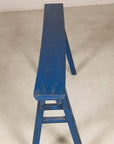 Blue painted wood narrow bench construction detail
