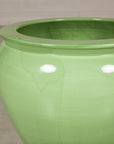 Apple green glazed ceramic planter side view