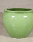 Apple green glazed ceramic planter back view