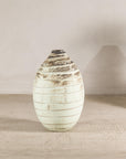 Large Cream-Glazed Artisan Ceramic Vase with Brown Bands, construction detail