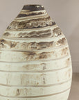 Large Cream-Glazed Artisan Ceramic Vase with Brown Bands, additional gallery view 11