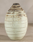 Large Cream-Glazed Artisan Ceramic Vase with Brown Bands, additional gallery view 13