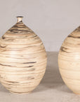 Large cream and brown glazed artisan ceramic floor vase, alternate paired view