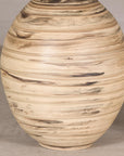 Large cream and brown glazed artisan ceramic floor vase, glaze pattern view