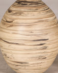 Large cream and brown glazed artisan ceramic floor vase, rim and neck detail