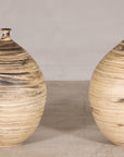 Large cream and brown glazed artisan ceramic floor vase, additional surface detail