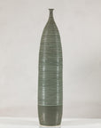 Tall Green-Glazed Artisan Ceramic Vase with Ribbed Body, additional gallery view 11
