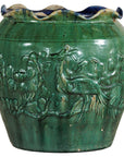 Antique Annamese Green-Glazed Planter with Scalloped Rim and Phoenix Motif-1. Asian & Chinese Furniture, Art, Antiques, Vintage Home Décor for sale at FEA Home