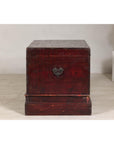 Antique Blanket Chest with Reddish-Brown Lacquer Finish