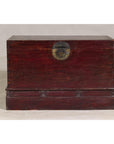 Antique Blanket Chest with Reddish-Brown Lacquer Finish