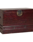 Antique Blanket Chest with Reddish-Brown Lacquer Finish