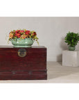 Antique Blanket Chest with Reddish-Brown Lacquer Finish