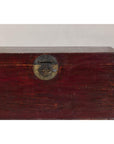 Antique Blanket Chest with Reddish-Brown Lacquer Finish