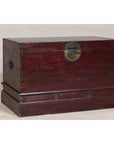 Antique Blanket Chest with Reddish-Brown Lacquer Finish