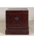 Antique Blanket Chest with Reddish-Brown Lacquer Finish