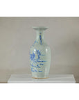 Antique Blue and White Vase with Soft Green Ground and Figural Scene-10. Asian & Chinese Furniture, Art, Antiques, Vintage Home Décor for sale at FEA Home